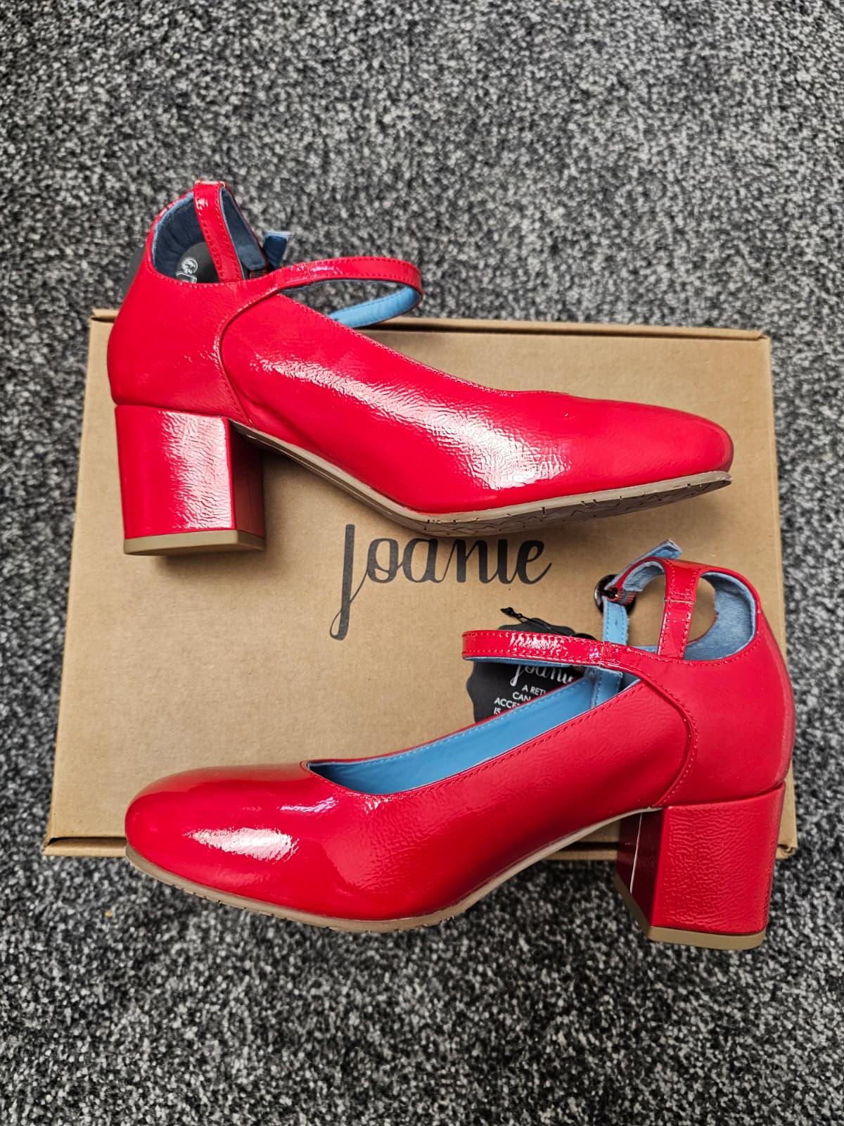 Joanie Rouen Patent Leather Mary Jane Smart Casual Shoes - UK 5 - High Risk Red