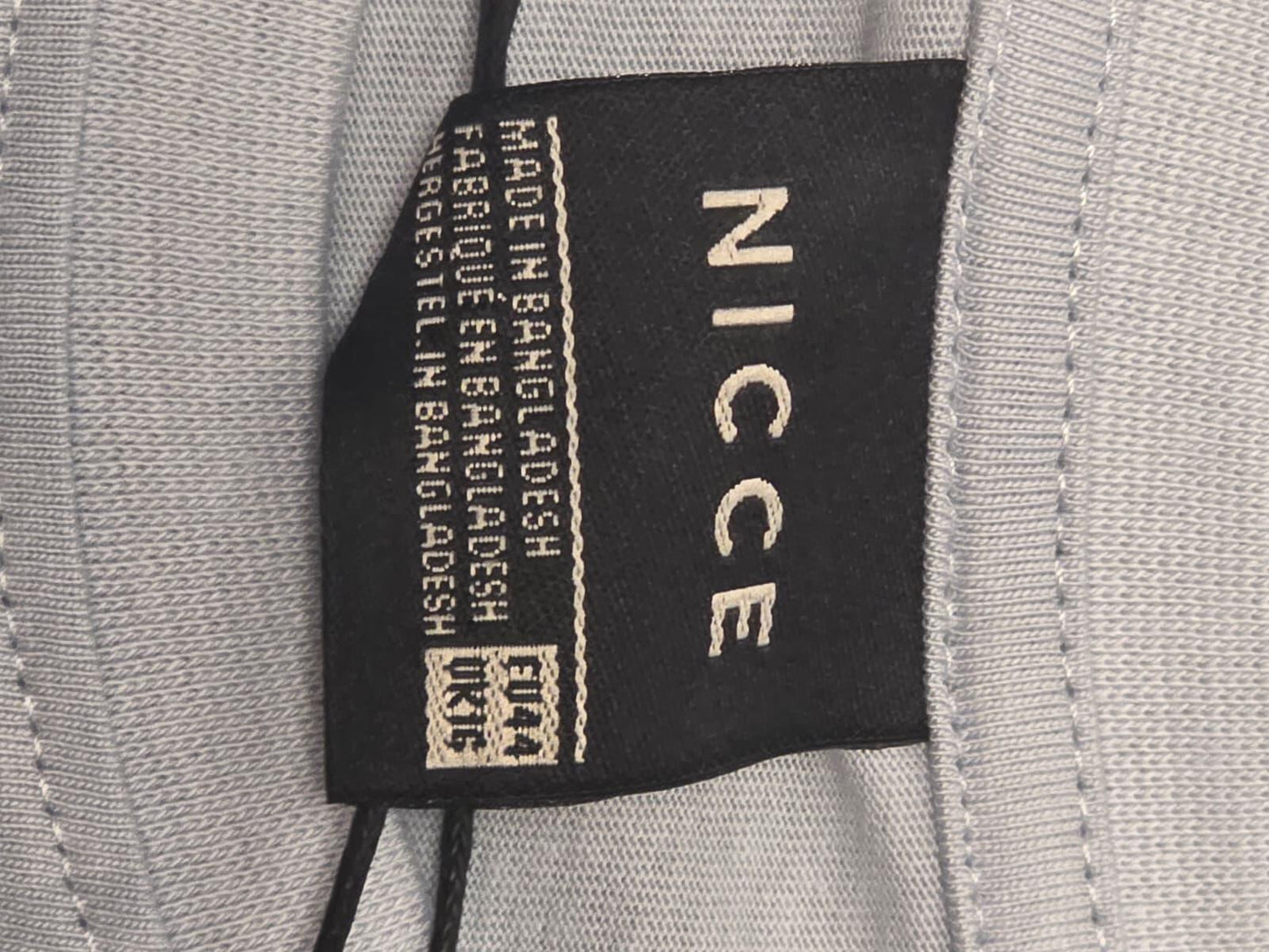 NICCE Womens Chest Print Logo Short Sleeve Cotton T-Shirt - UK 16 - Light Blue