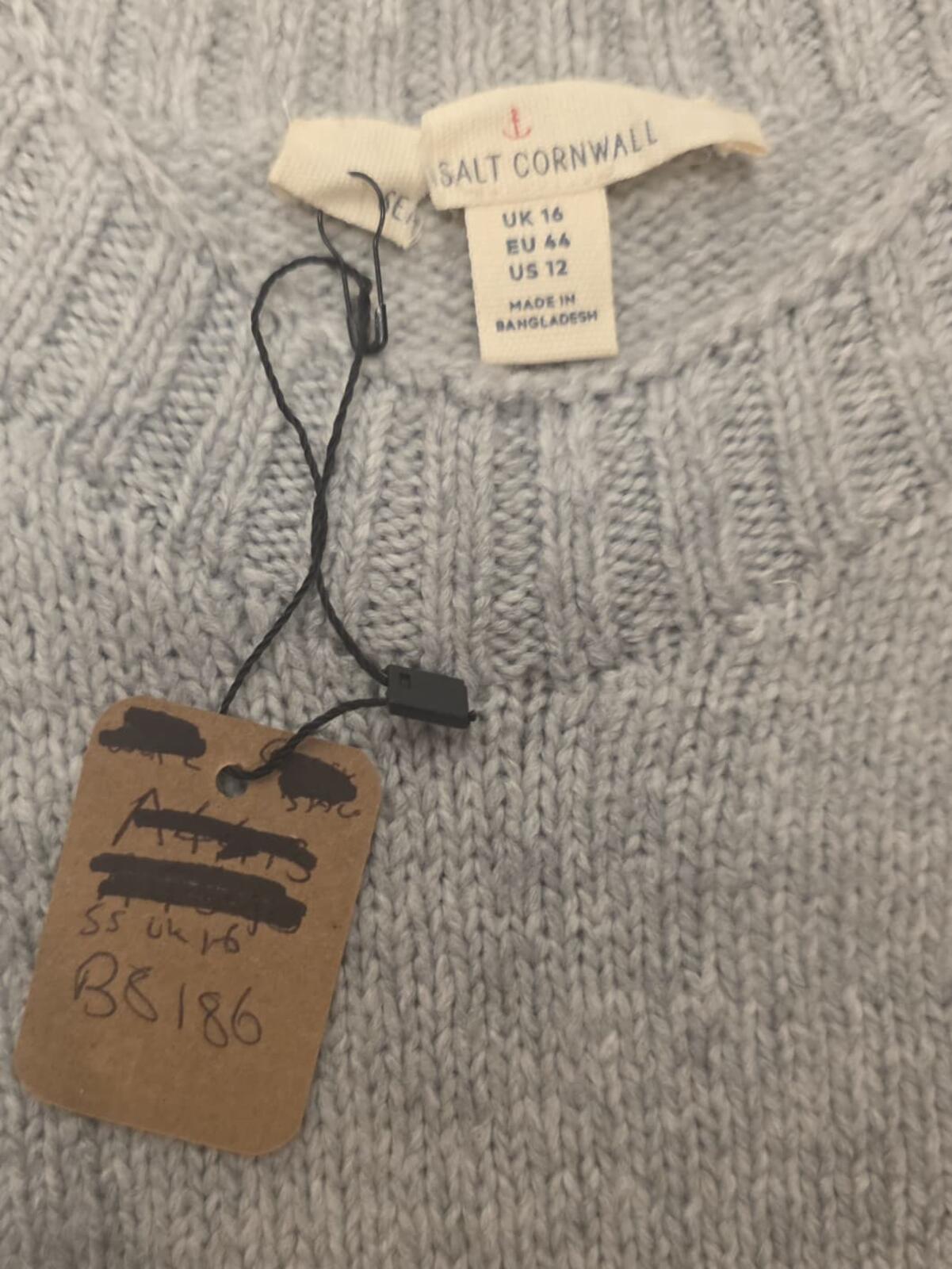 Sea Salt Cornwall  Pullover Fisherman Style Merino Blend Knitted Jumper 16