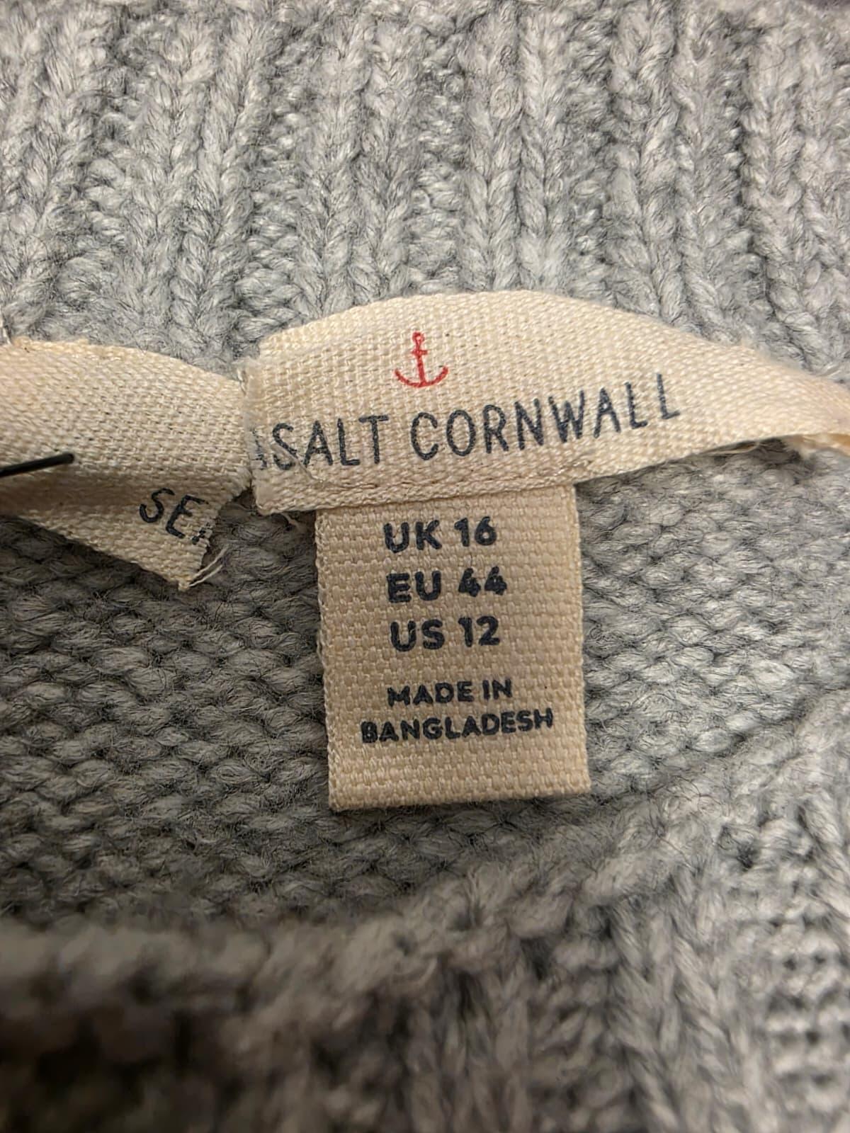 Sea Salt Cornwall  Pullover Fisherman Style Merino Blend Knitted Jumper 16