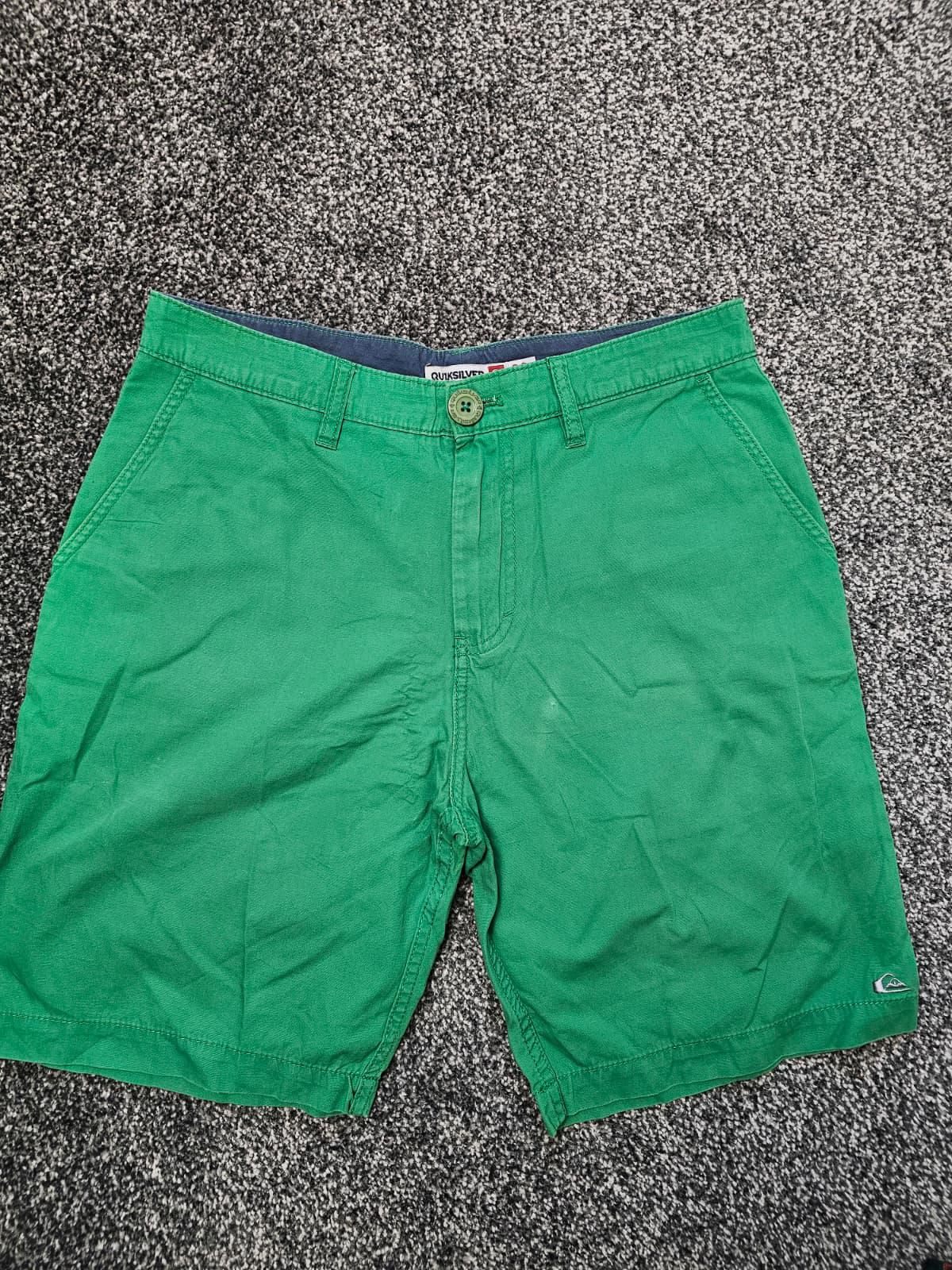 Quiksilver Mens Chino Smart Casual Embroidered Shorts - W30/L10 - Green