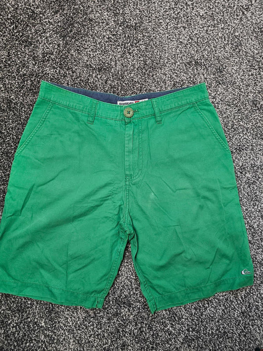 Quiksilver Mens Chino Smart Casual Embroidered Shorts - W30/L10 - Green