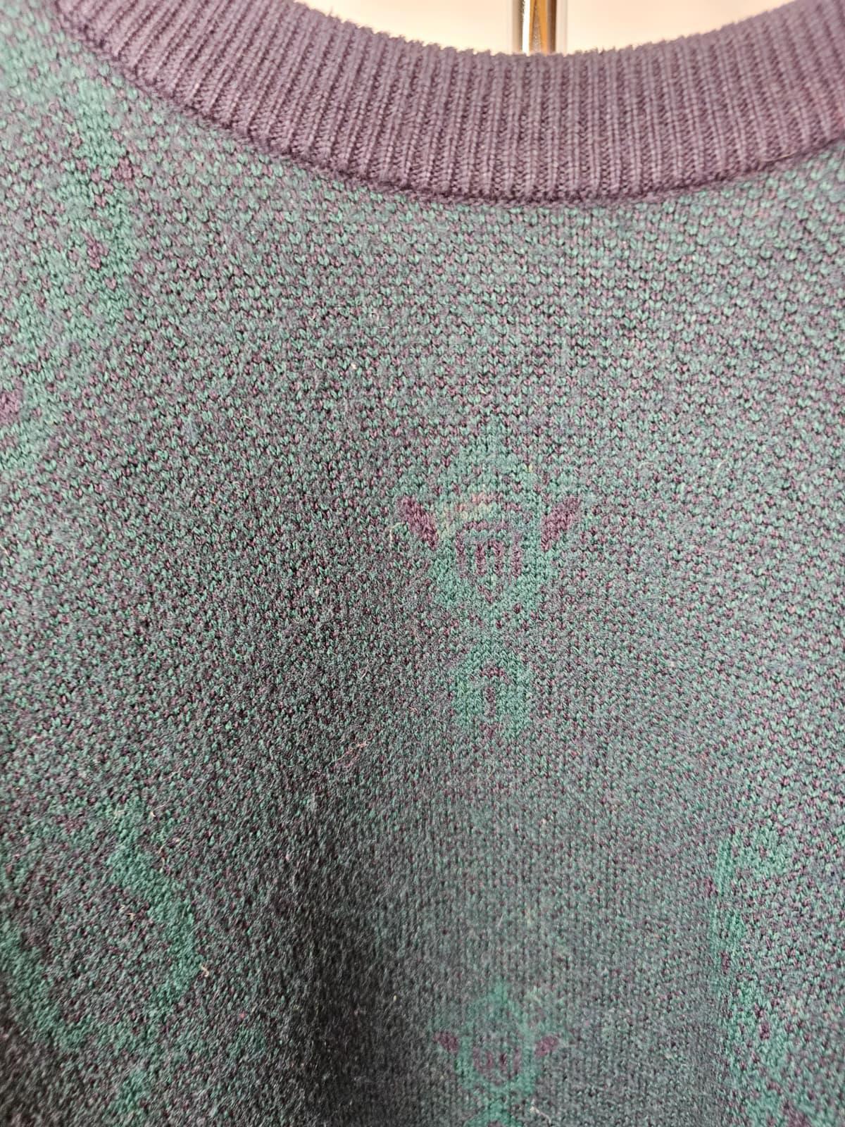 Pringle Mens Vintage Wool Pattern Wind Resistant Pullover Jumper - L -Dark Green