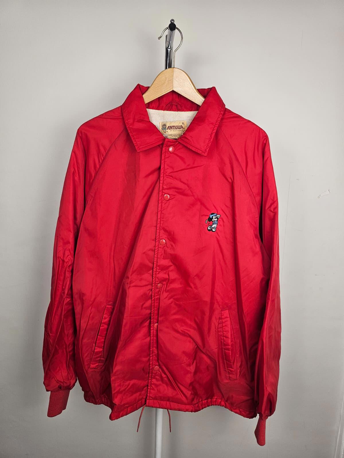 Disney Antigua Golf Coach Style Lined Snap Button Windbreaker Jacket - XL - Red