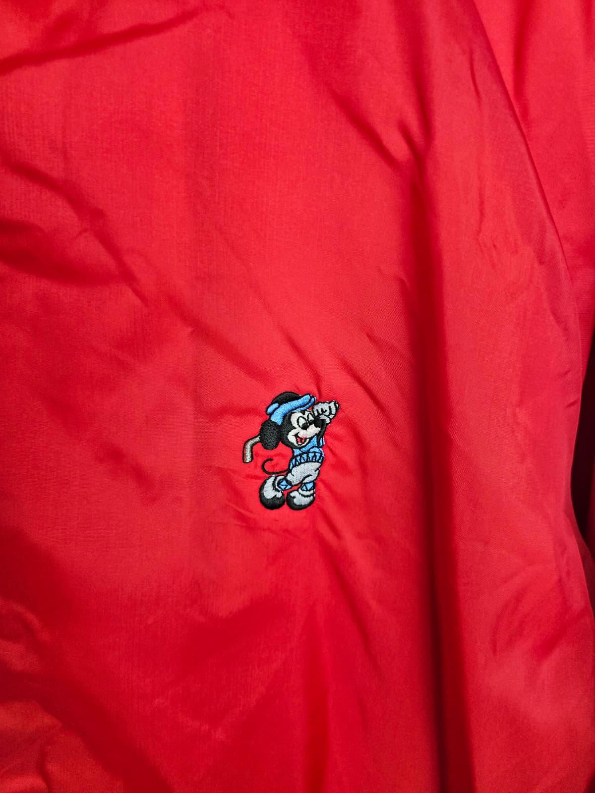 Disney Antigua Golf Coach Style Lined Snap Button Windbreaker Jacket - XL - Red