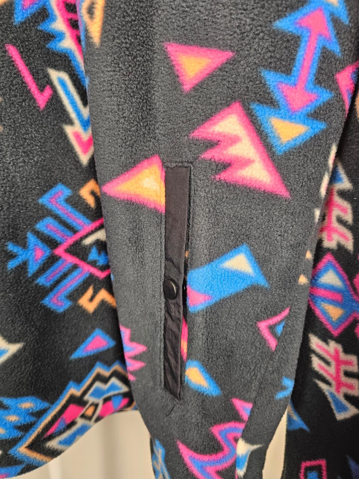 Columbia Womens Snap Button Neon Aztec Fleece Pullover Jumper - XL/Extra Large