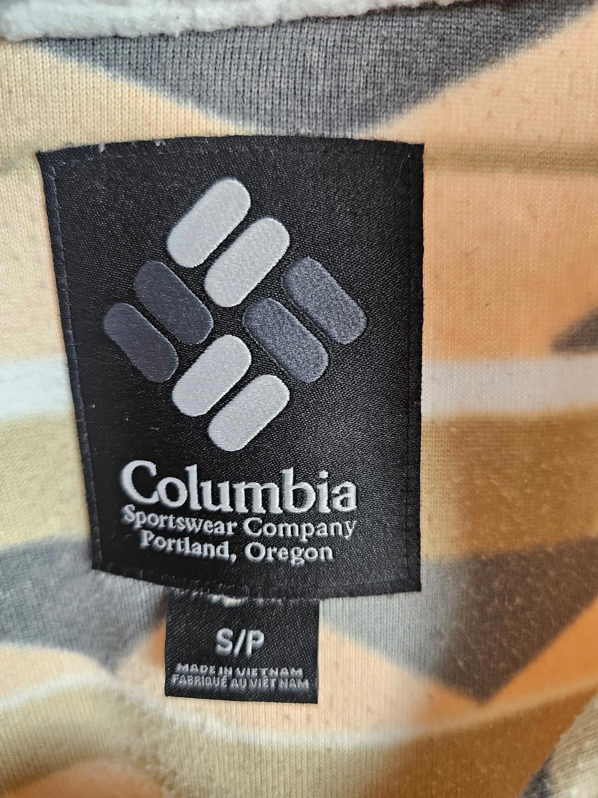 Columbia Snap Button Abstract Pattern Pullover Fleece Jumper - S/Small M -Unisex