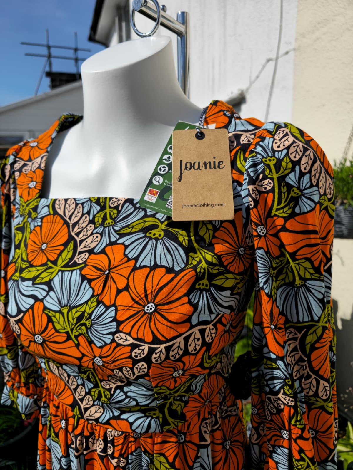Joanie Womens Candi Vintage Floral Flower Print Square Neck Midi Dress - UK 8