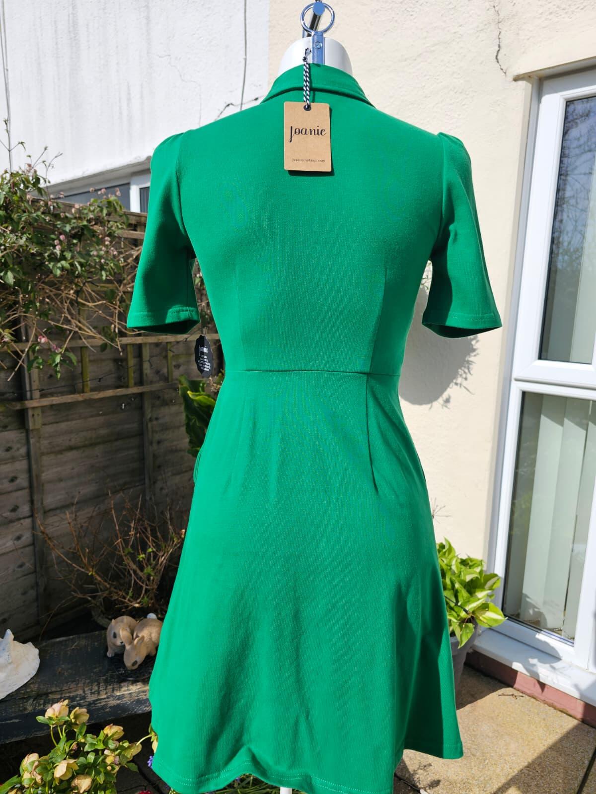 Joanie Womens Colton Jersey Shirt Organic Cotton Button-Down Dress - UK 8 -Green