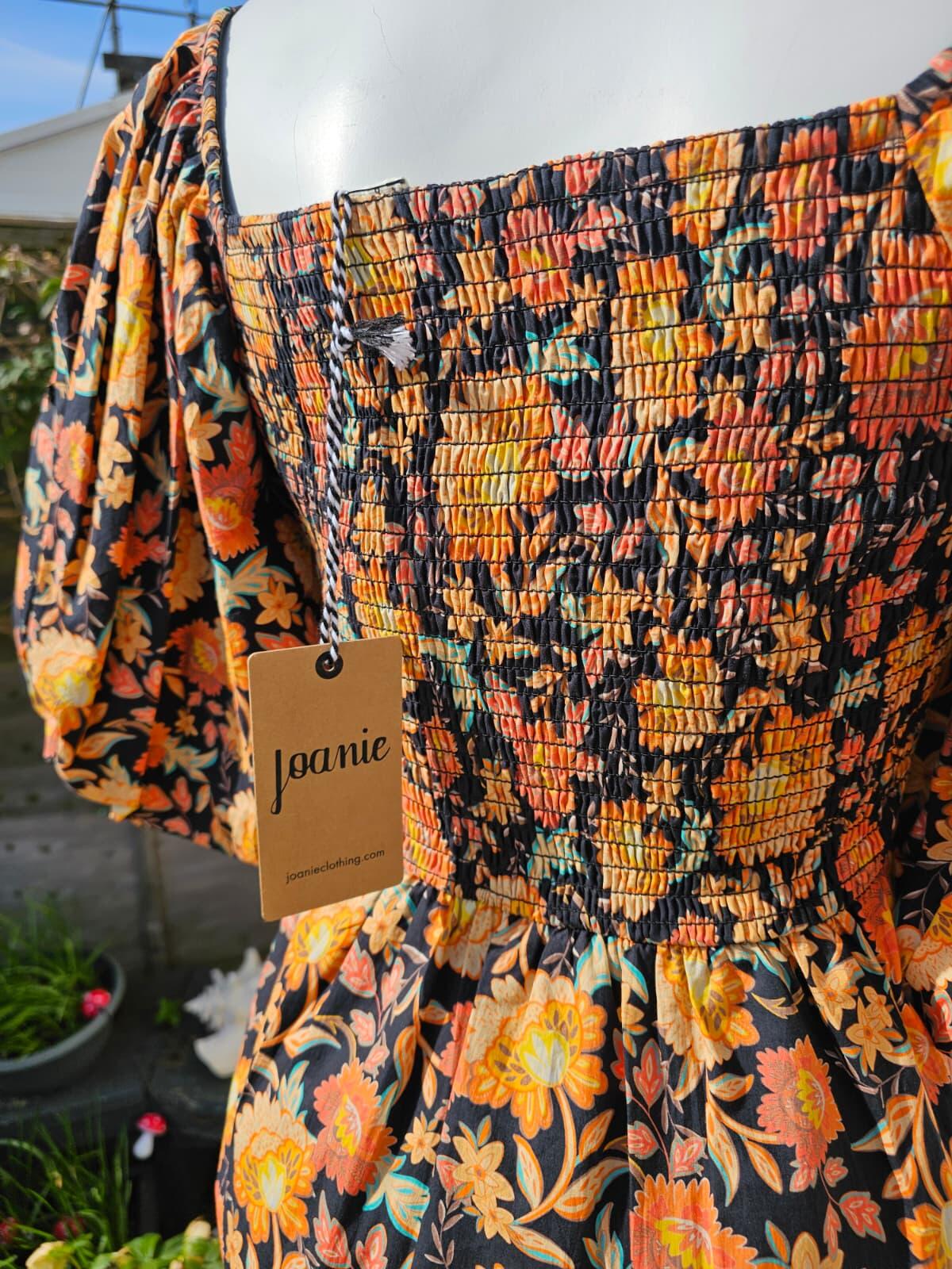 Joanie Women's Penny Floral Print Square Neck Puff Sleeve Spring Dress - UK 8