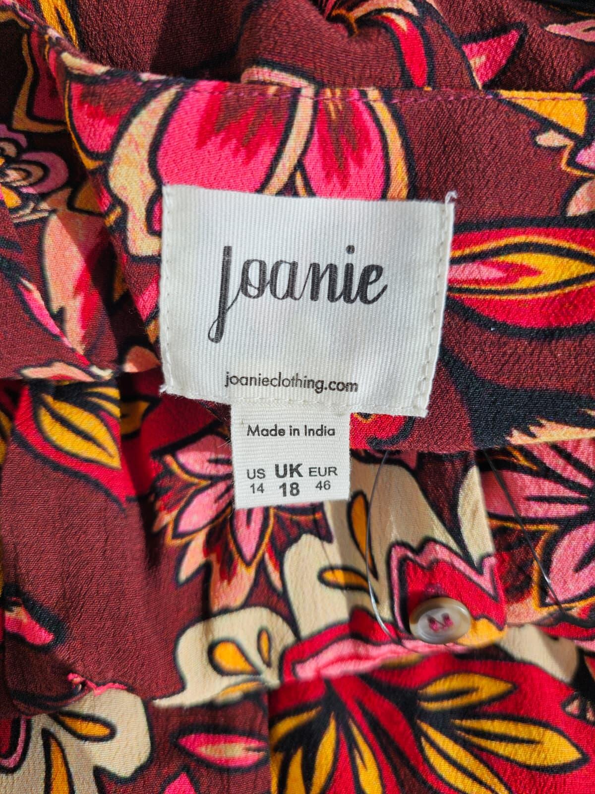 Joanie Womens Rebecca Burgundy Floral Print Puff Sleeve Midi Spring Dress -UK 18