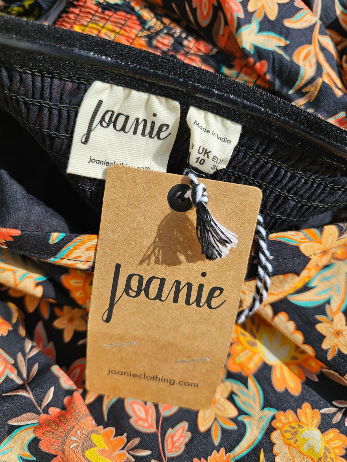 Joanie Penny Jacobean Floral Print Square Neck Puff Sleeve Spring Dress - UK 10