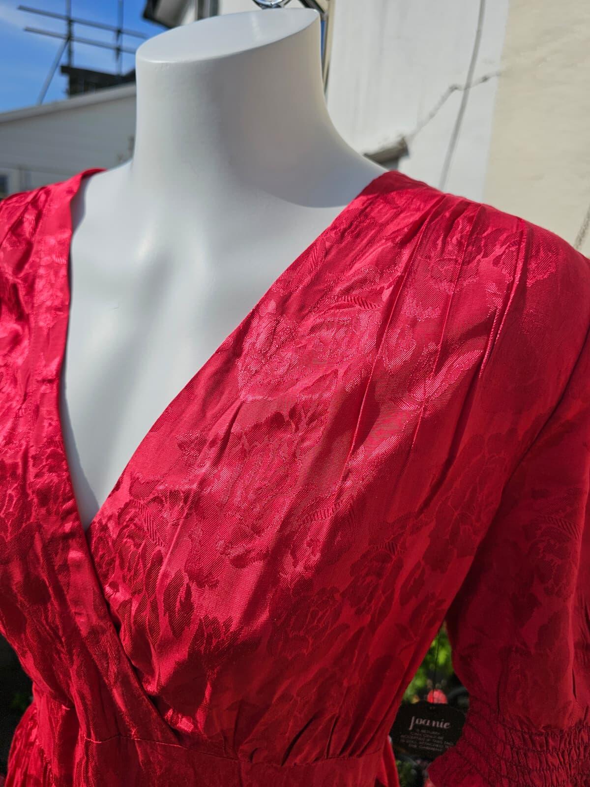 Joanie Alberto Floral Damask Midaxi Midi/Maxi Wrap Style Dress -18- Scarlett Red