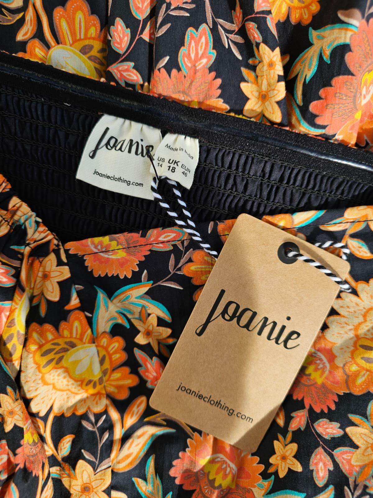 Joanie Penny Floral Print Square Neck Puff Sleeve Spring Dress - UK 18