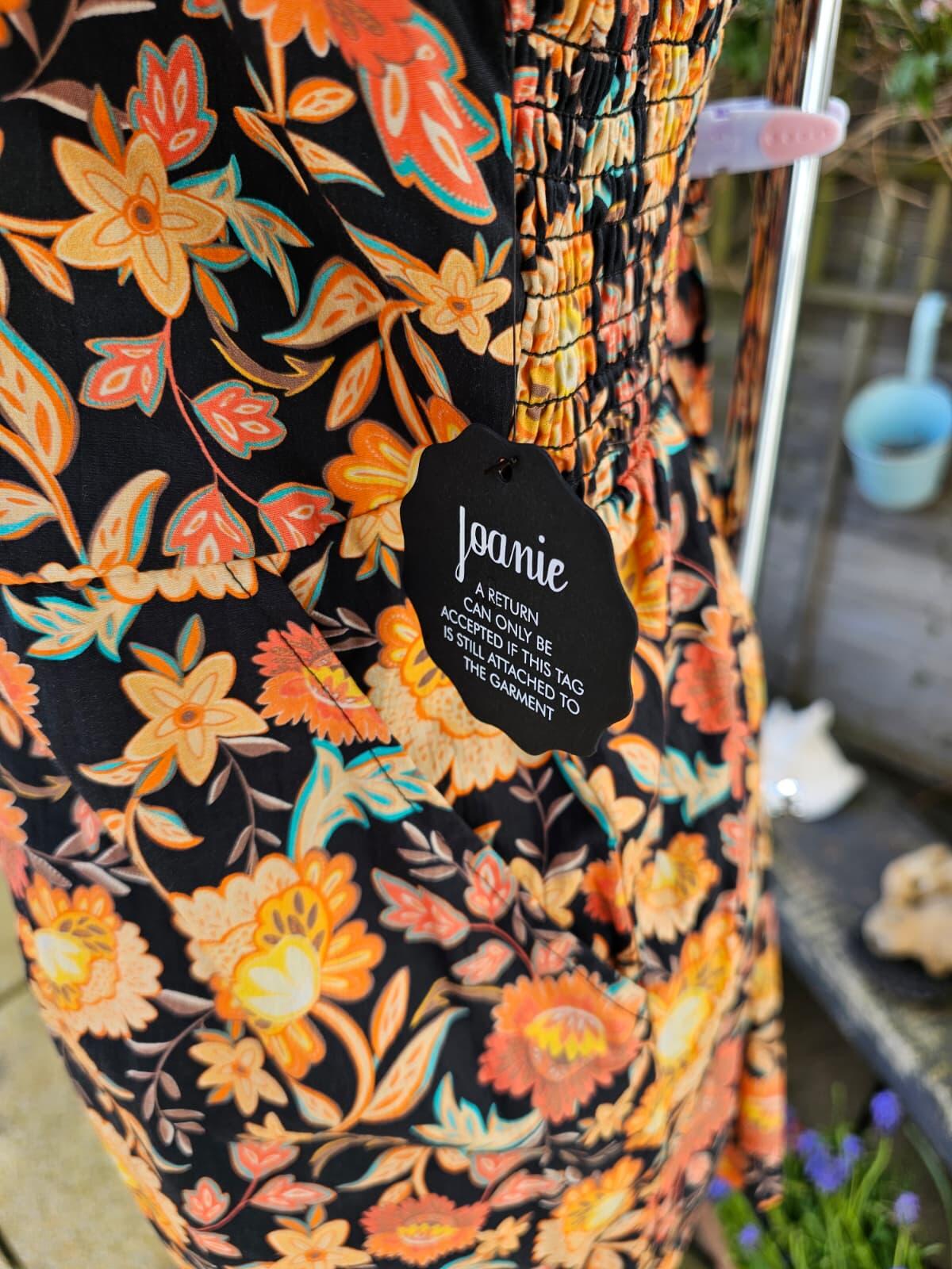 Joanie Penny Floral Print Square Neck Puff Sleeve Spring Dress - UK 18