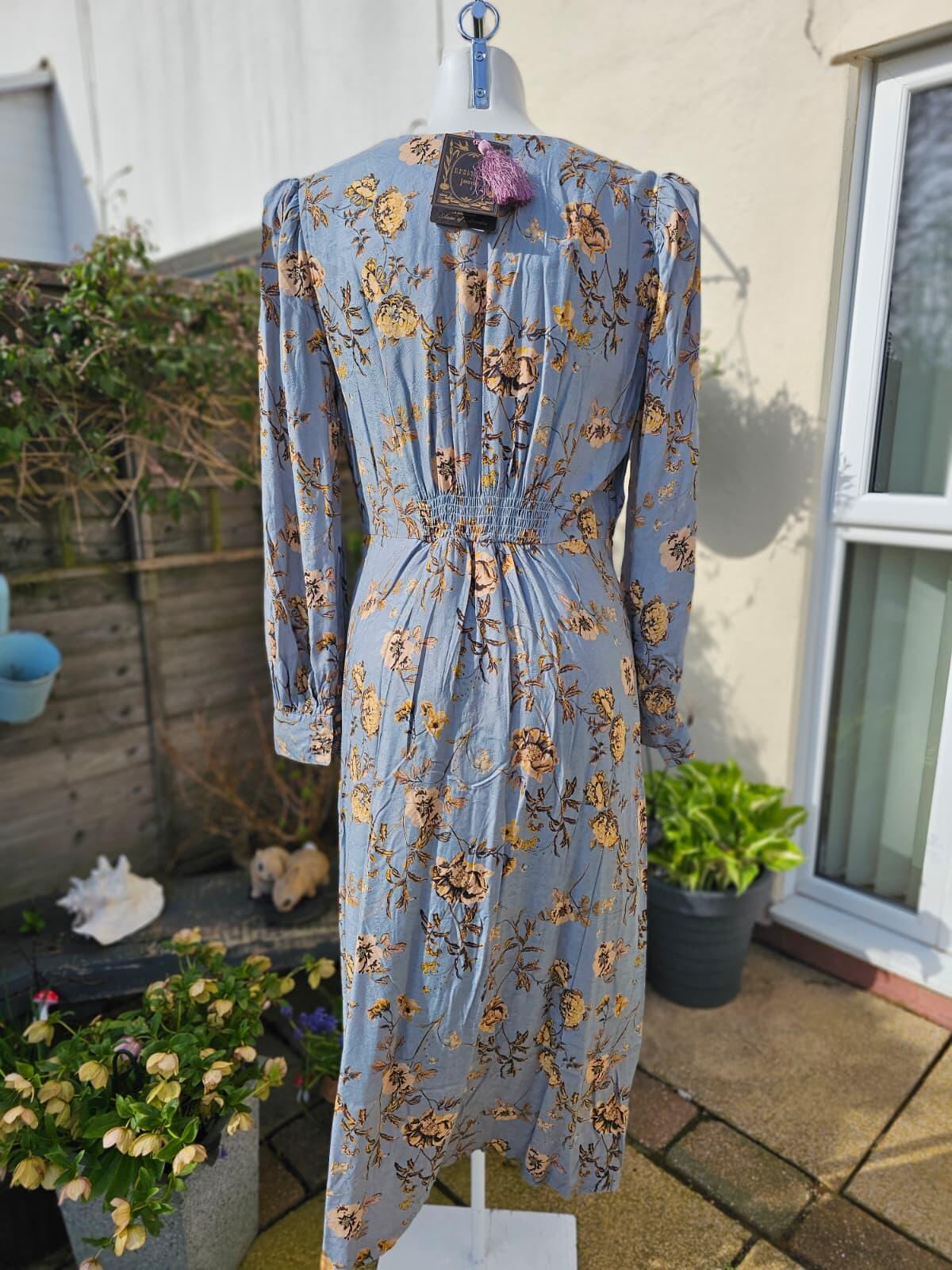 Christina X Joanie Lily Of The Valley Flowers Print Midi Spring Summer Dress 14