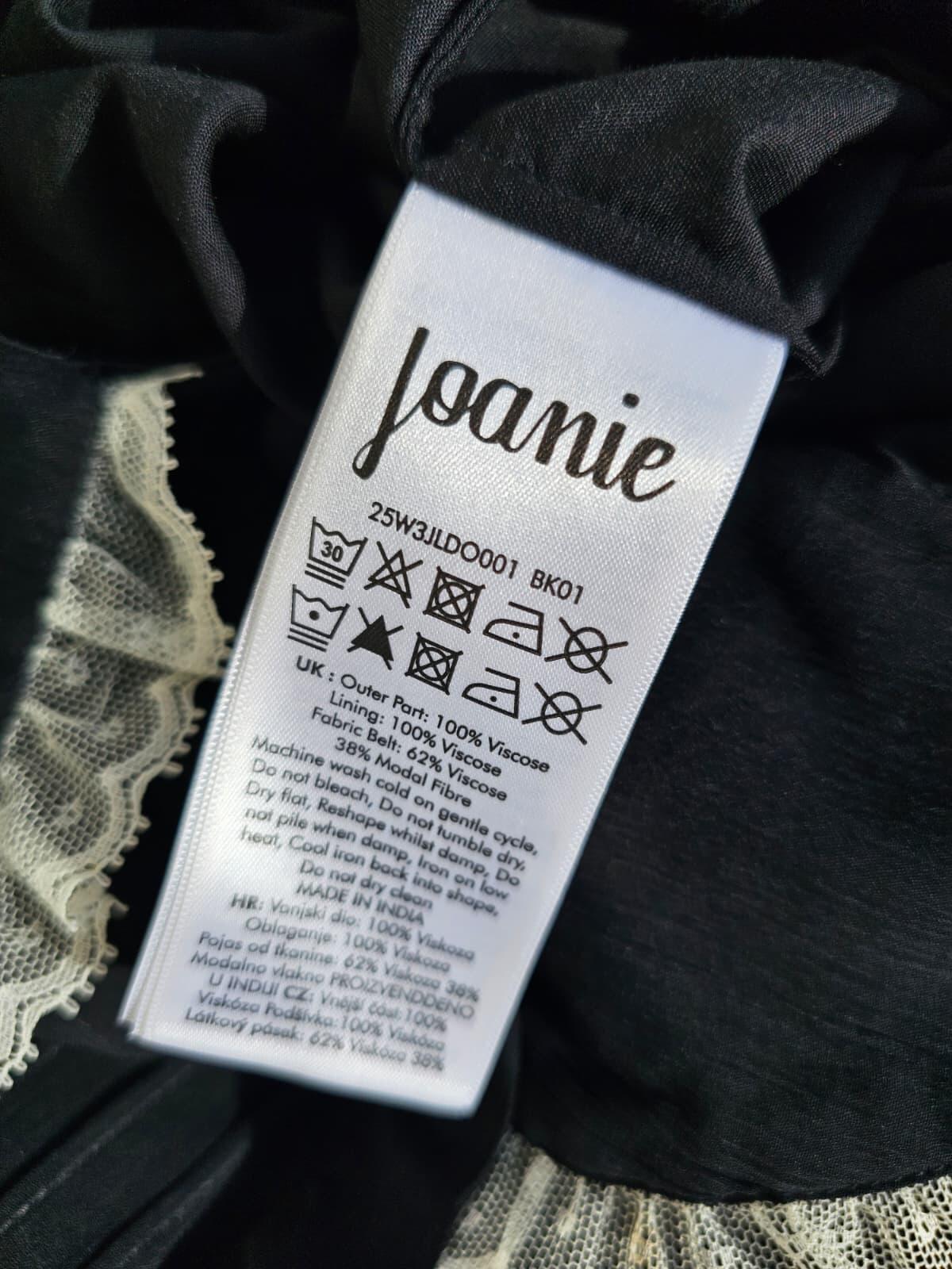 Joanie Peony Black Vintage Antique Styling Chiffon Lace Collar Midi Dress -UK 16