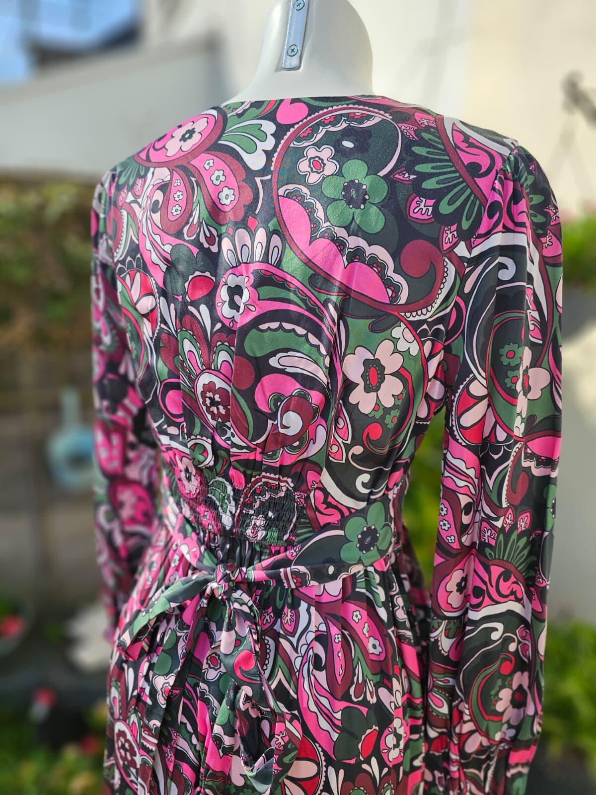 Joanie Women's Bryana Floral Paisley Print Long Sleeve Midaxi Dress - UK 12