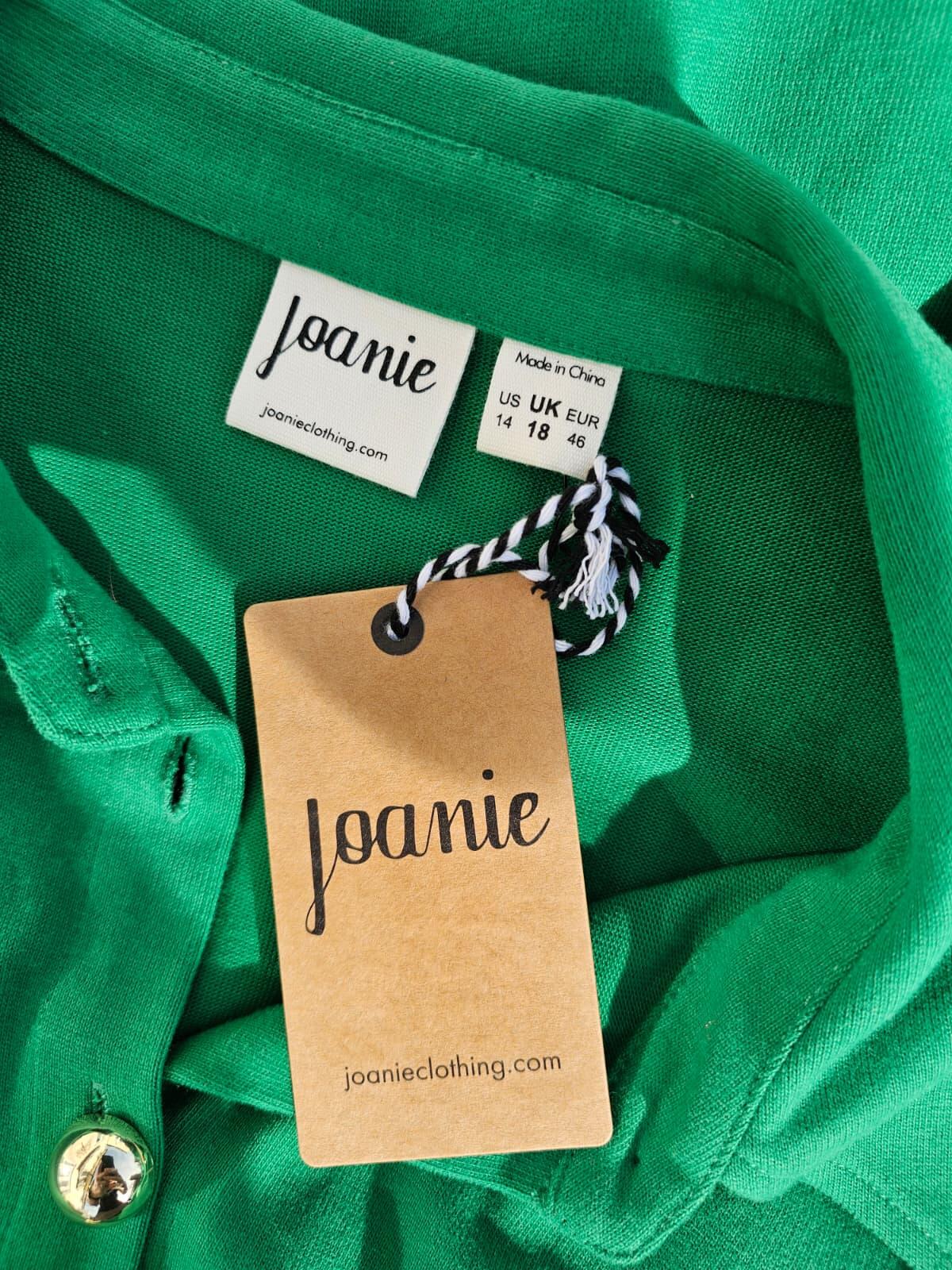 Joanie Womens Colton Jersey Shirt Organic Cotton Button-Down Dress - UK 18-Green