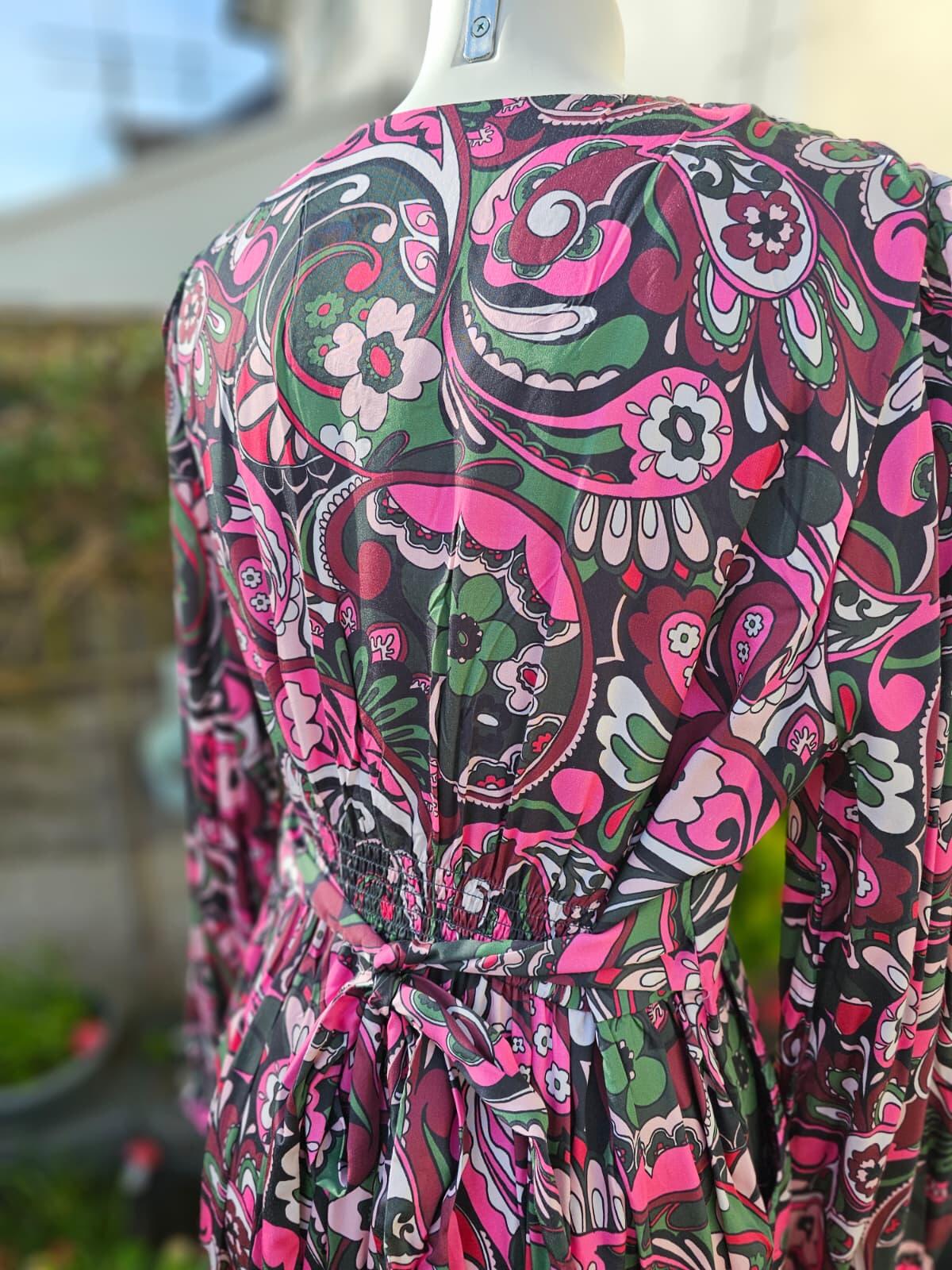 Joanie Women's Bryana Floral Paisley Print Long Sleeve Midaxi Dress - UK 18