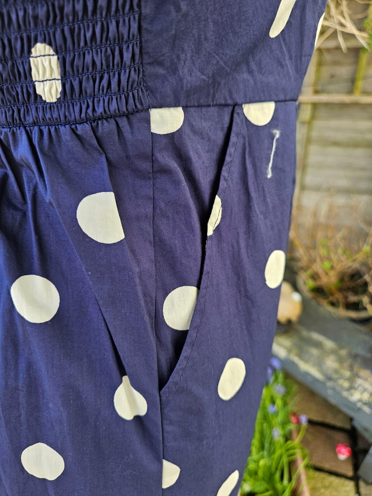 Joanie Women's Penny Polka Dot Print Square Neck Puff Sleeve Dress - UK 12
