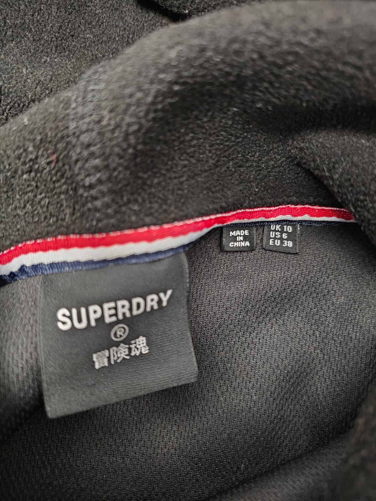 Superdry Womens Pullover Oversized Boxy Cropped Fleece Hoodie - UK 10 - Black