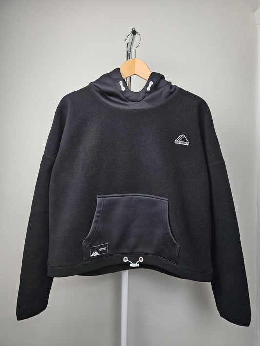 Superdry Womens Pullover Oversized Boxy Cropped Fleece Hoodie - UK 10 - Black