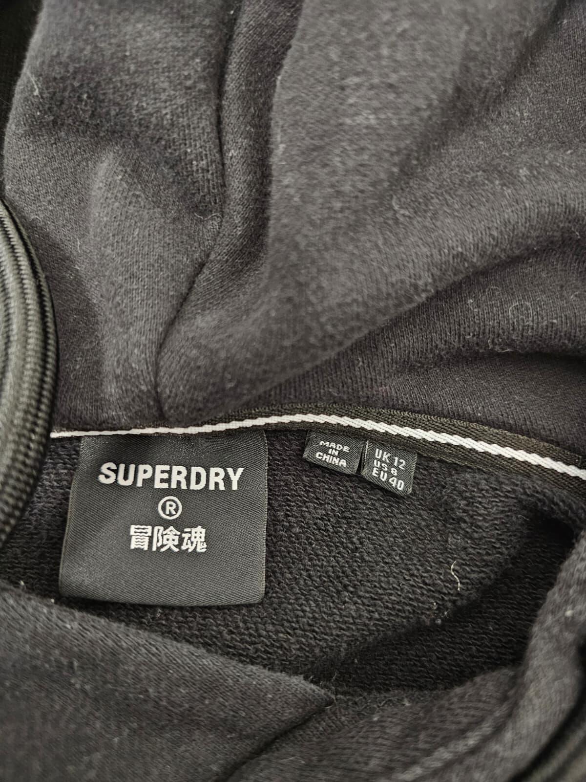 Superdry Womens Pullover Oversized Boxy Cropped Hoodie - UK 12 - Black/White