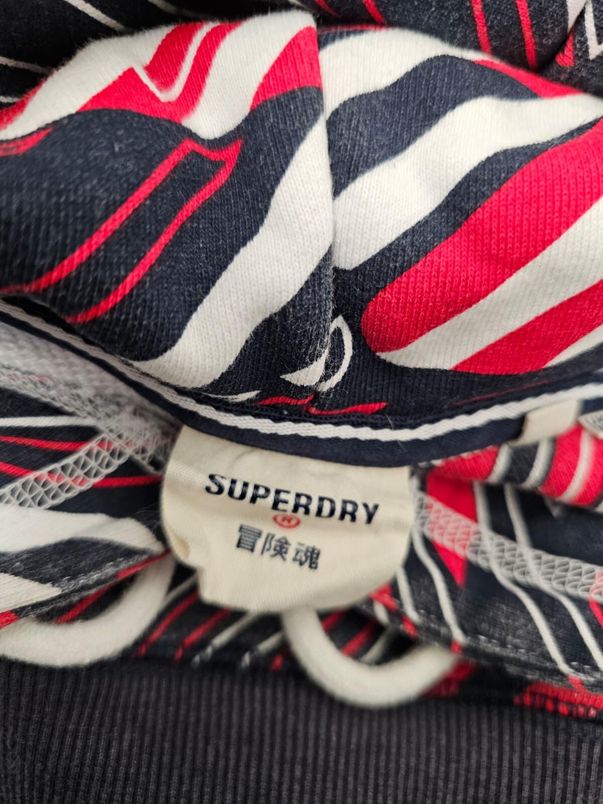 Superdry Womens Striped Pattern Pullover Hoodie - UK 14 - Multicolour