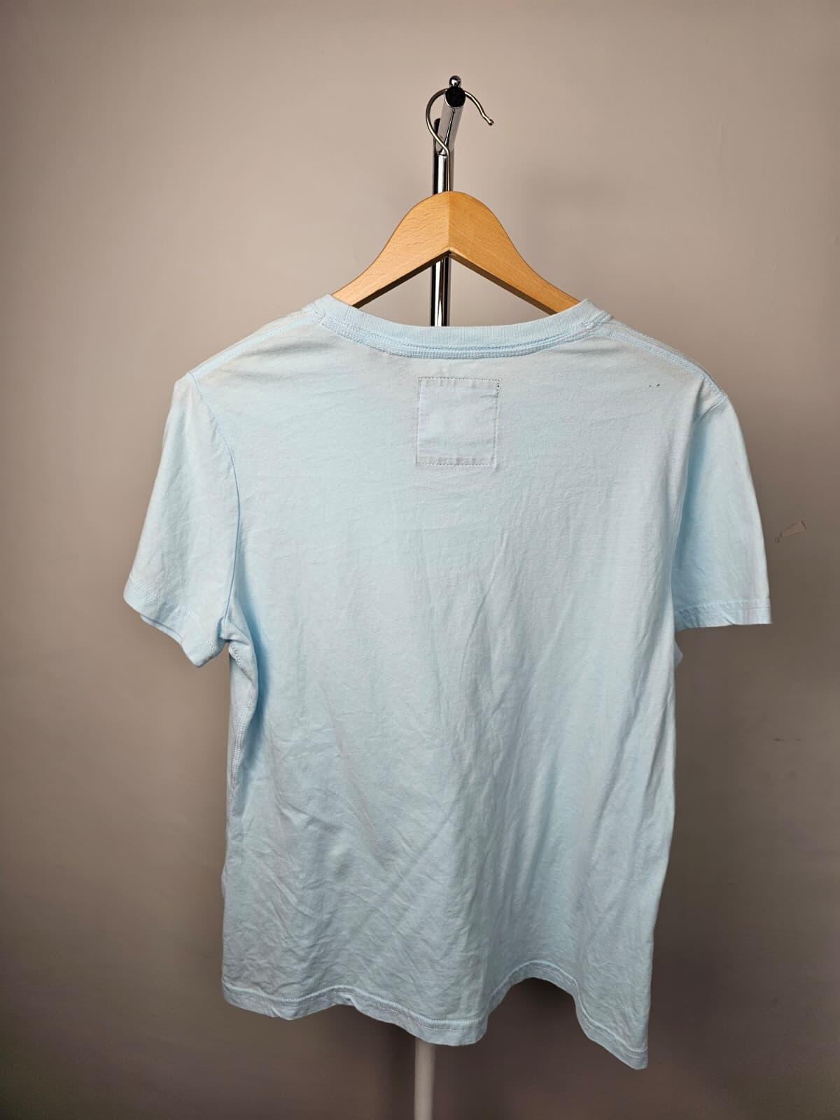 SuperDry Women's Light Blue Embroidered Logo T-Shirt Size - UK 8 EU 40