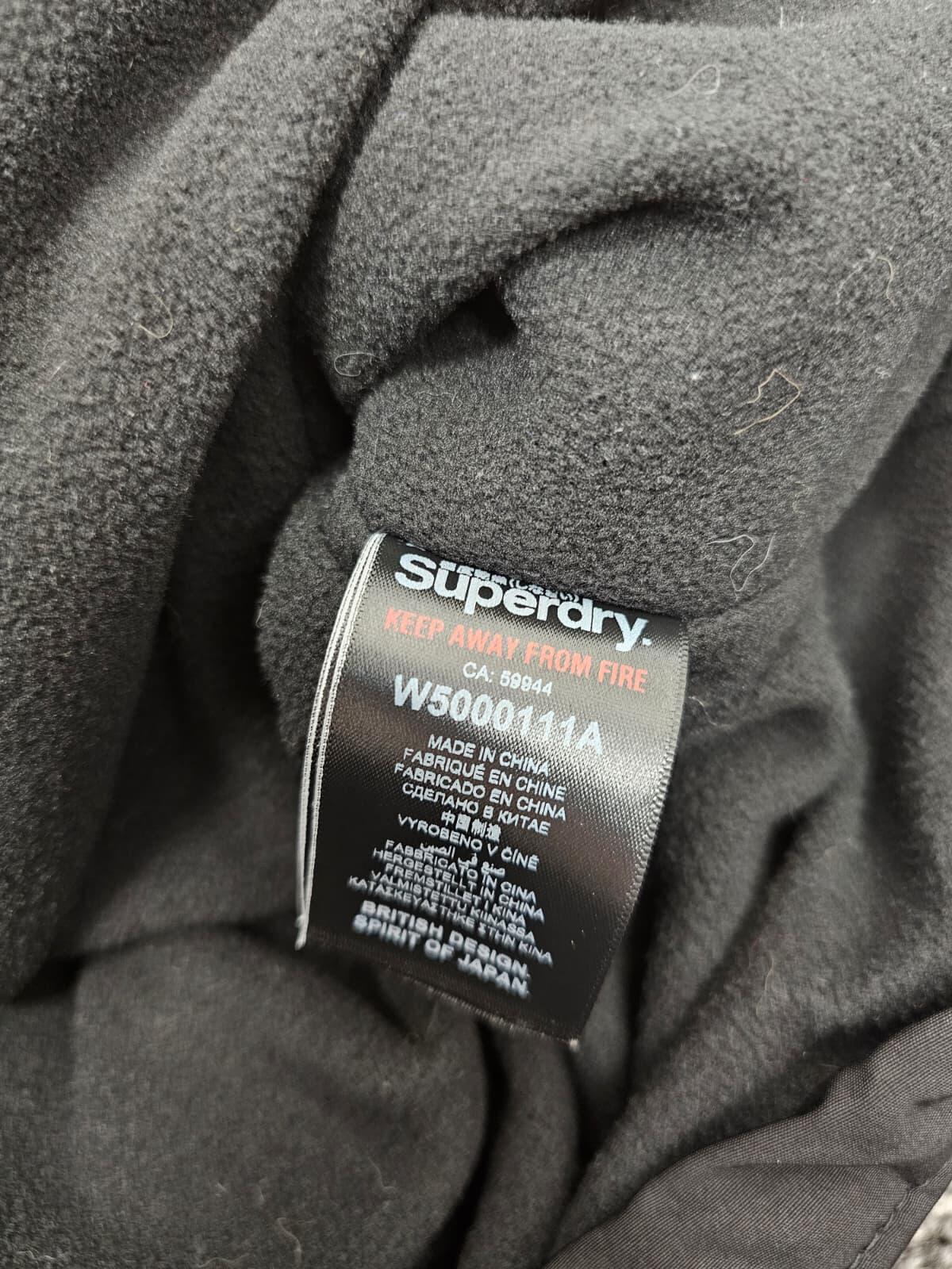 Superdry Women's Ottoman All Black Hooded Fleece Lined Windcheater Jacket -UK 16