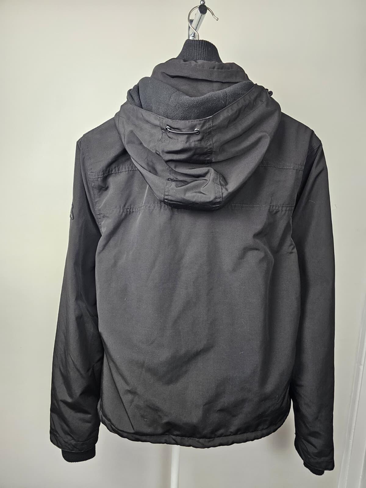 Superdry Women's Ottoman All Black Hooded Fleece Lined Windcheater Jacket -UK 16