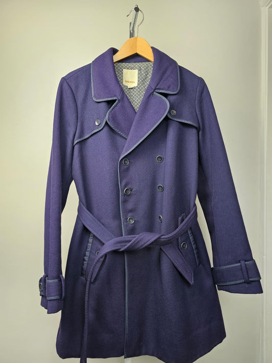 Diesel Women's Smart Casual Y2K Belted Double Breasted Belted Trench Coat - M