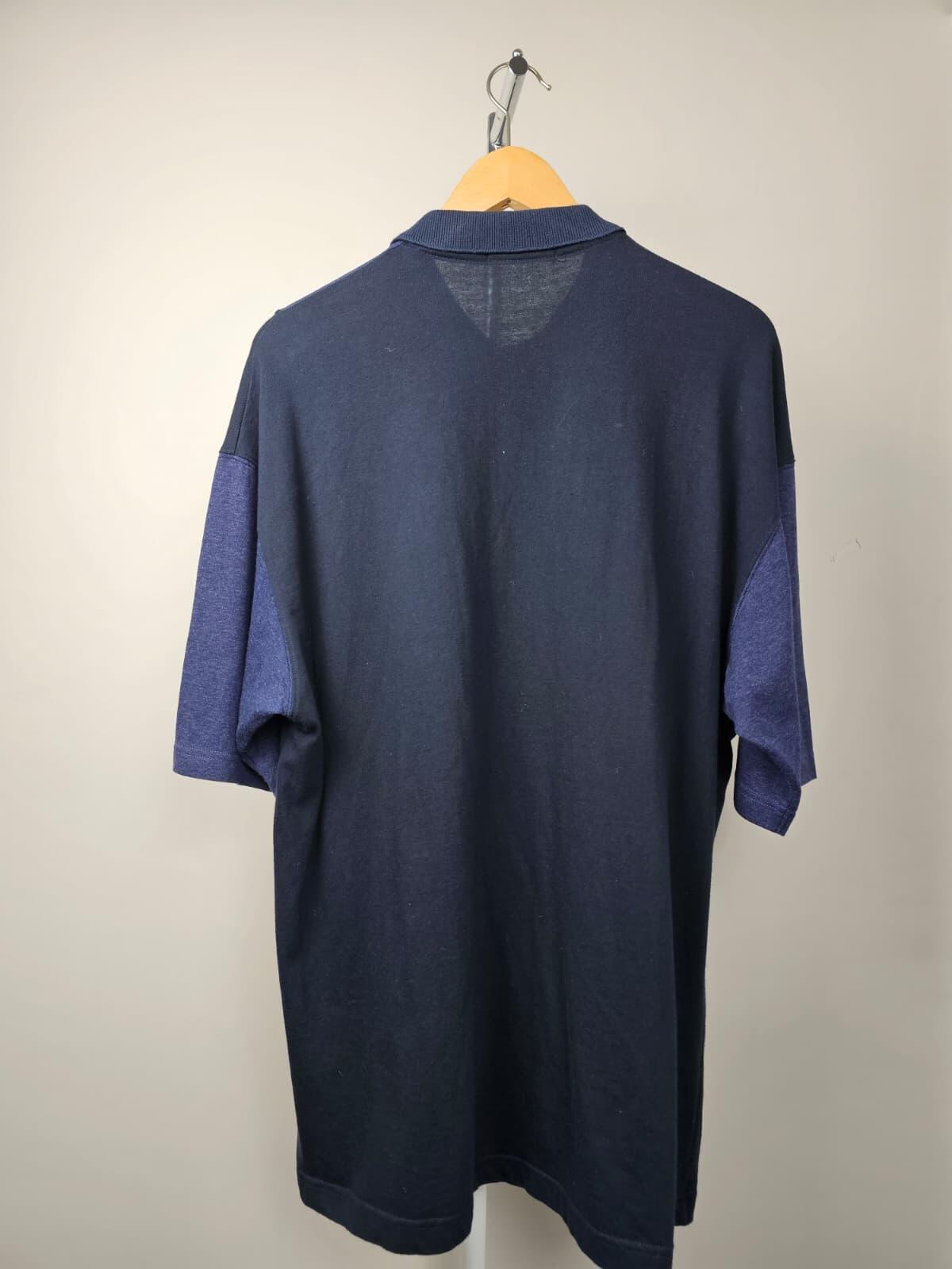 St Michael M&S Mens Vintage Button Short Sleeve Polo Shirt - L/Large -Navy/Grey