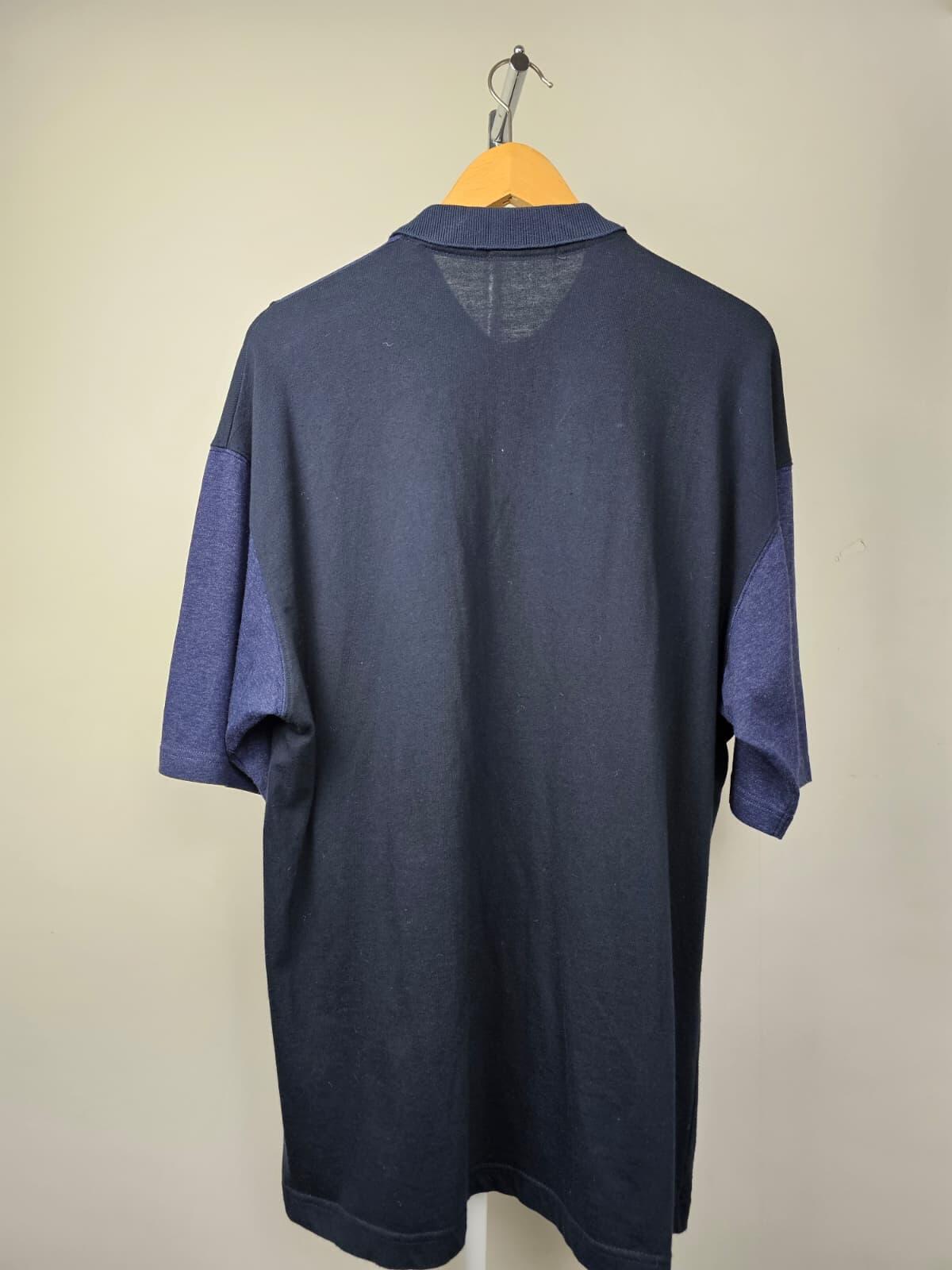 St Michael M&S Mens Vintage Button Short Sleeve Polo Shirt - L/Large -Navy/Grey