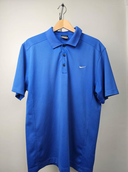 Nike Golf Dri-Fit Short Sleeve Activewear Button Polo Shirt - L/Large - Blue