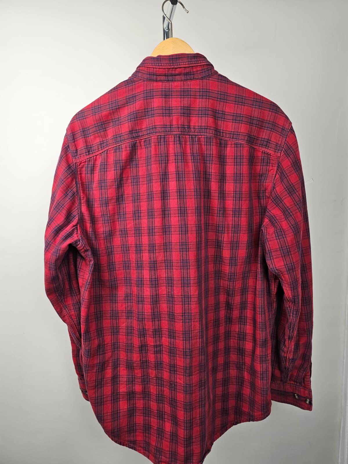 Timberland Mens Checkered Button-Up Long Sleeve Oxford Shirt - L/Large -Red/Navy