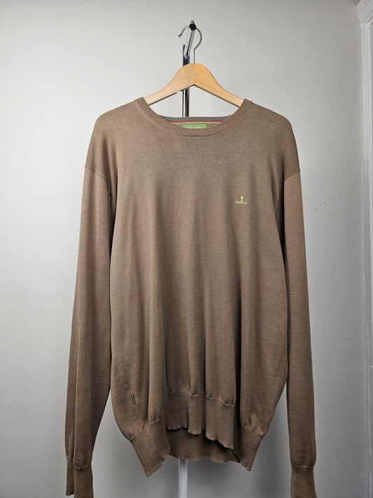 Back Tee Sportswear Mens Round Neck Pullover Jumper/Sweater - L/Large - Brown