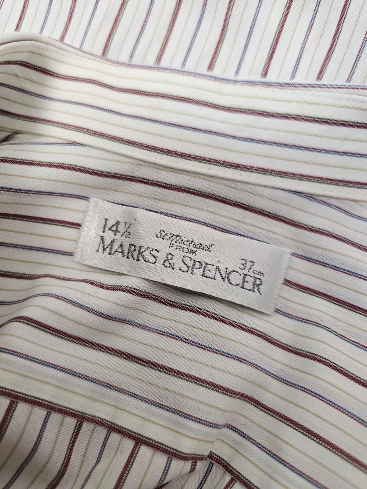 St Michael Marks & Spencer Men's Striped Long Sleeve Dress Shirt - 14.5/37cm/M