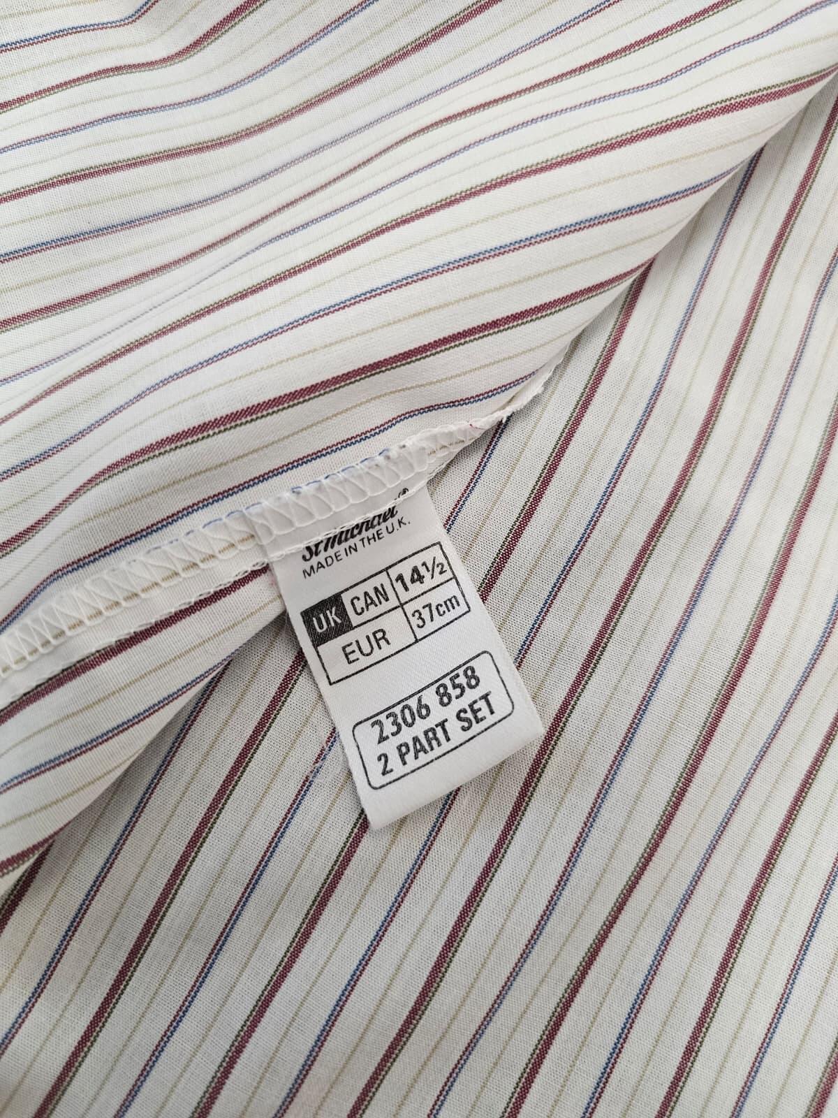 St Michael Marks & Spencer Men's Striped Long Sleeve Dress Shirt - 14.5/37cm/M