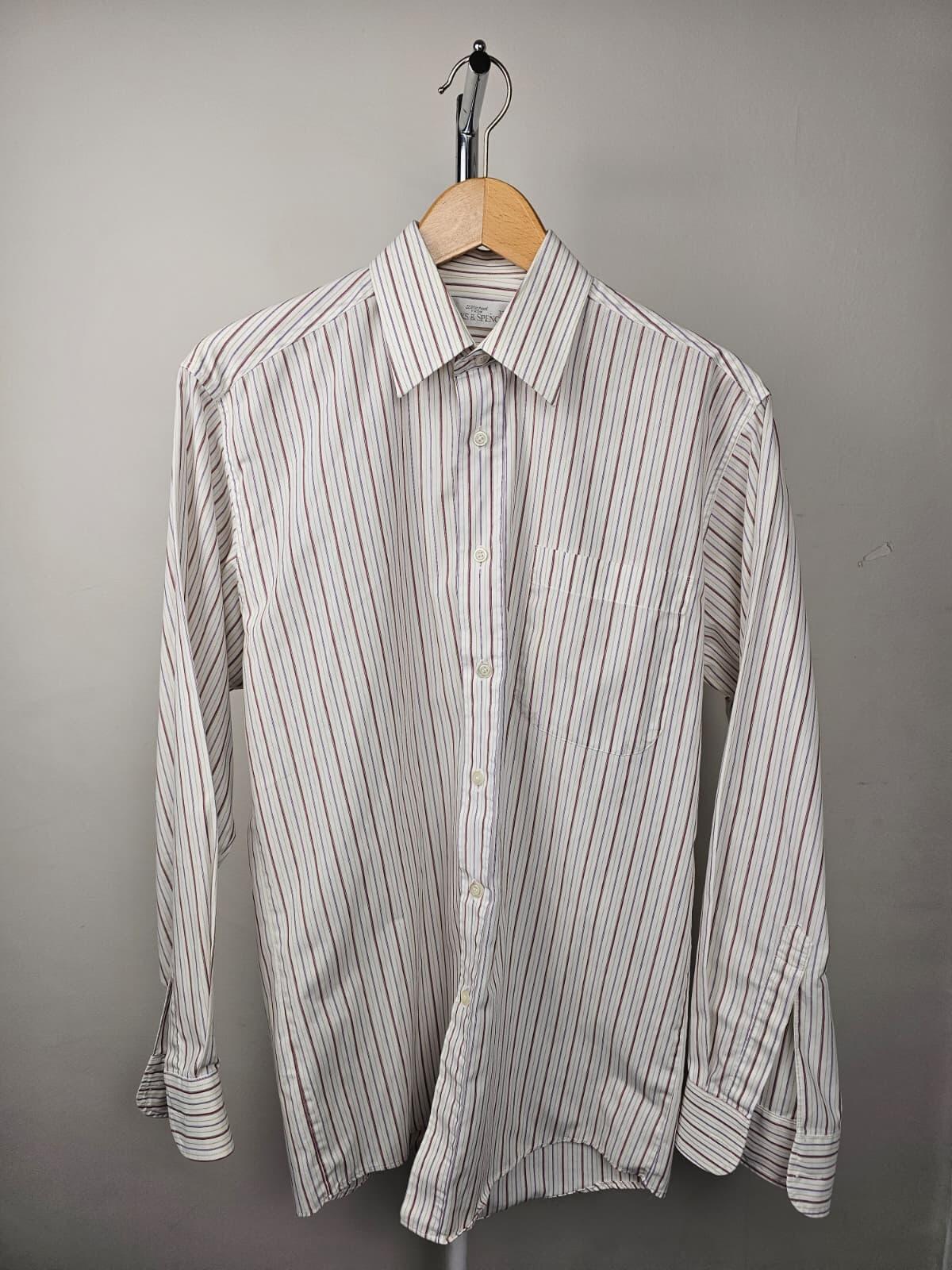 St Michael Marks & Spencer Men's Striped Long Sleeve Dress Shirt - 14.5/37cm/M