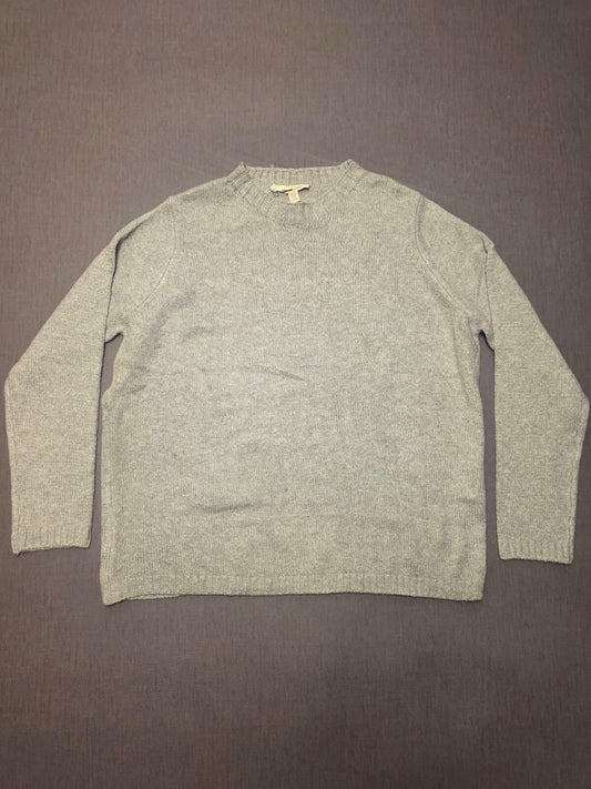 Sea Salt Cornwall Pullover Fisherman Merino Blend Knitted Jumper - 20 - Grey