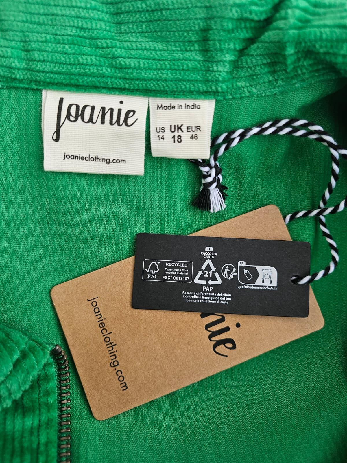Joanie Women's Robin Short Sleeve Corduroy Zip UP Boilersuit/Jump Suit -18-Green