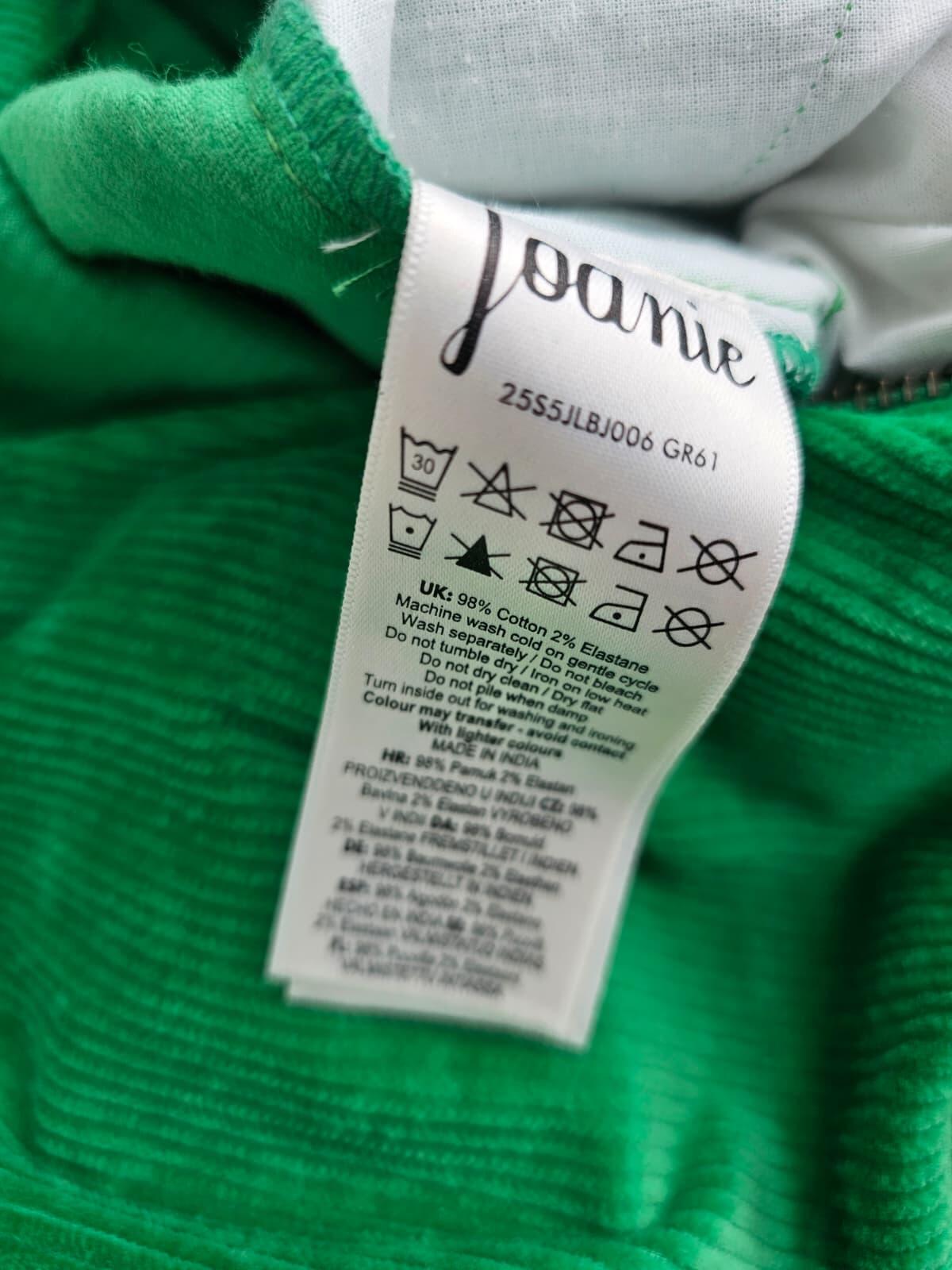 Joanie Women's Robin Short Sleeve Corduroy Zip UP Boilersuit/Jump Suit -18-Green