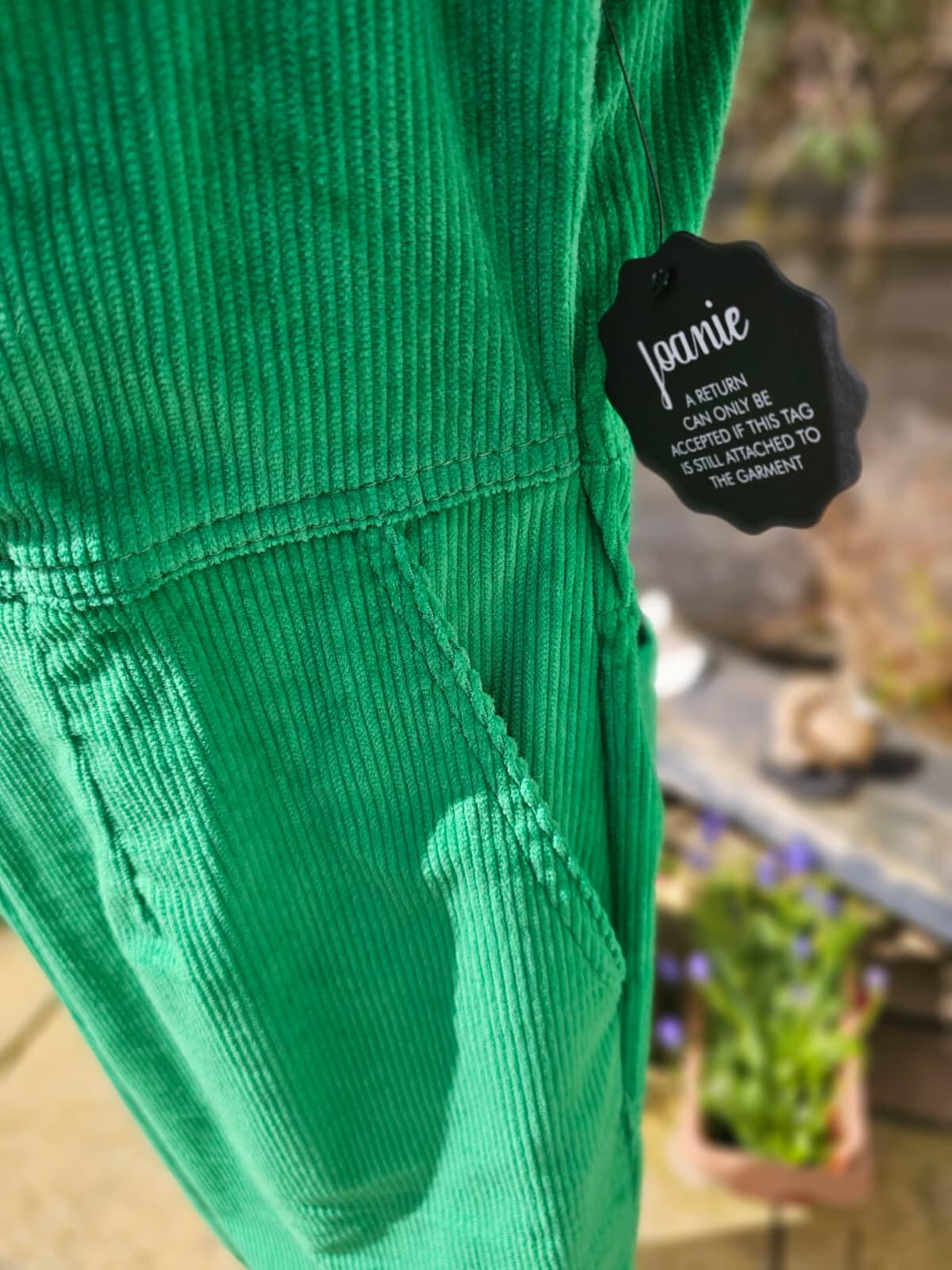 Joanie Women's Robin Short Sleeve Corduroy Zip UP Boilersuit/Jump Suit -18-Green