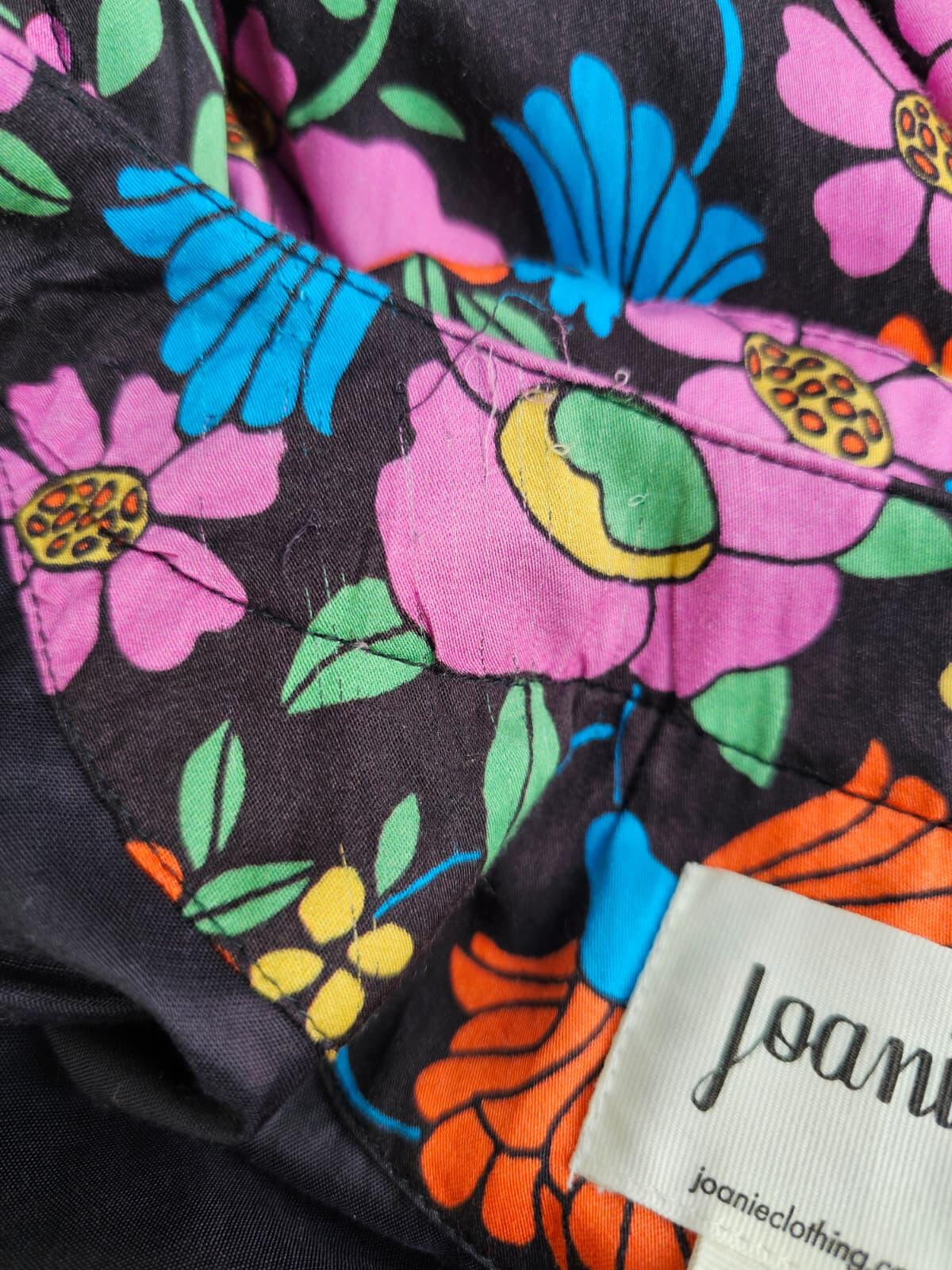 Zeena X Joanie - Adel Retro Floral Print Ruffle Collar Wrap Long Dress - UK 14