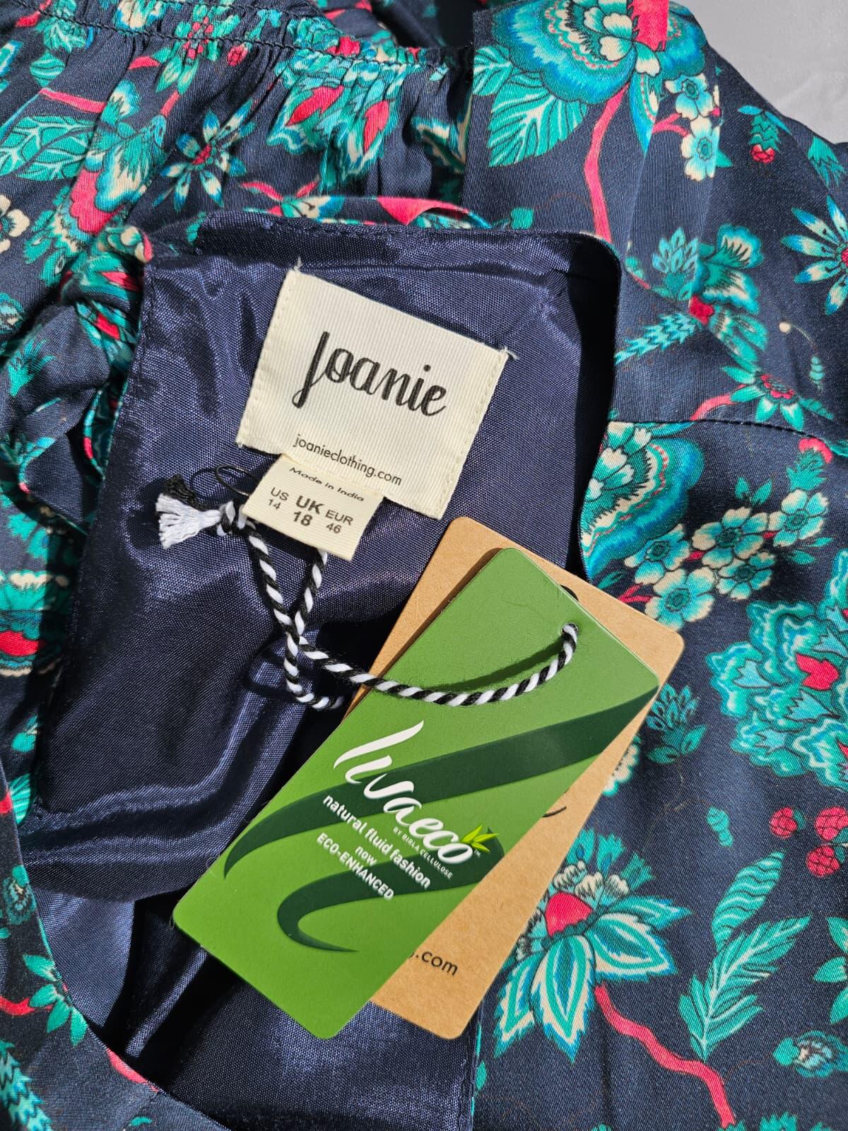 Joanie Caroline Floral Bird Floral Fauna Print Ruffle Mini Spring Dress - UK 18