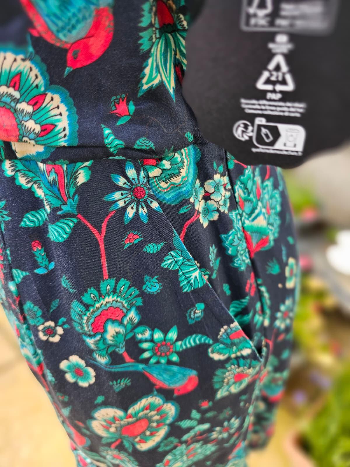 Joanie Caroline Floral Bird Floral Fauna Print Ruffle Mini Spring Dress - UK 18