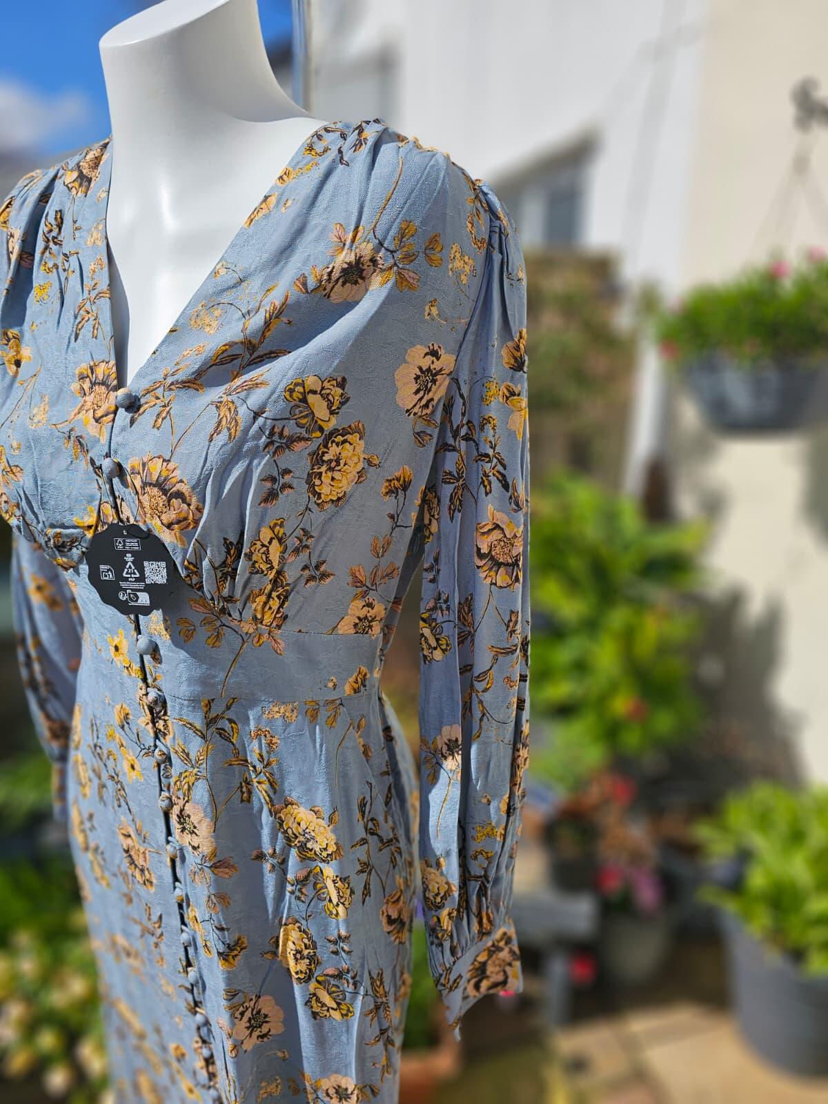 Christina X Joanie Lily Of The Valley Flowers Print Midi Spring Summer Dress 10