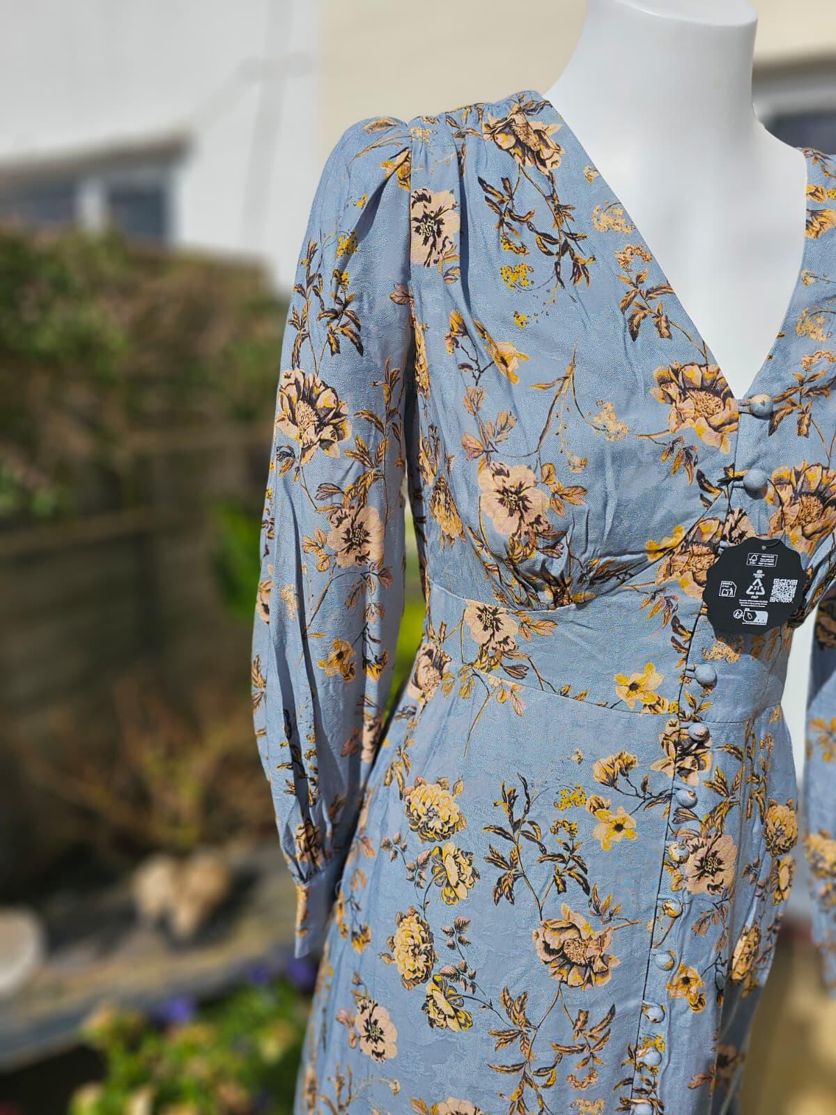 Christina X Joanie Lily Of The Valley Flowers Print Midi Spring Summer Dress 10